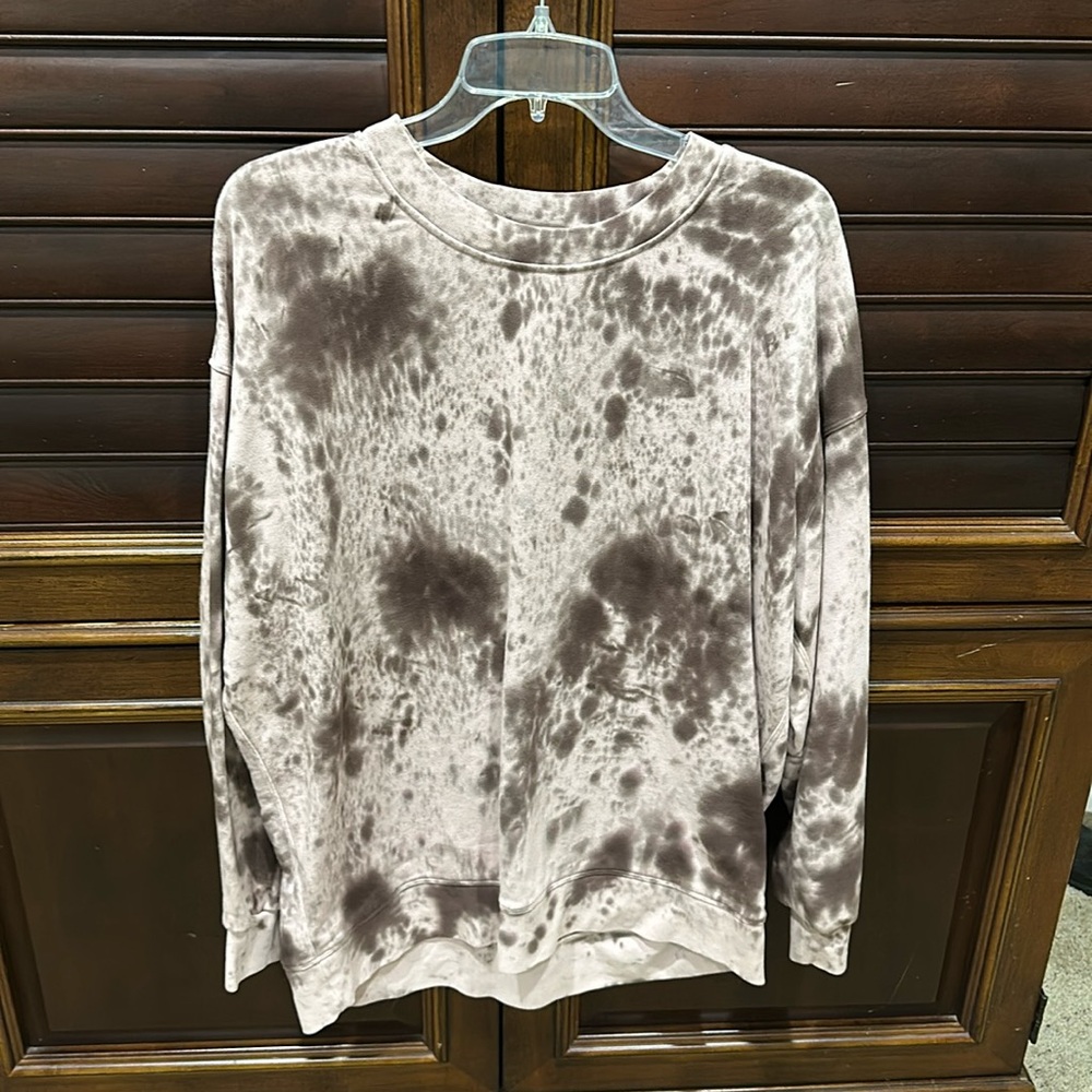 lululemon athletica Taupe and Dark Brown Tie-Dye Crewneck Sweatshirt